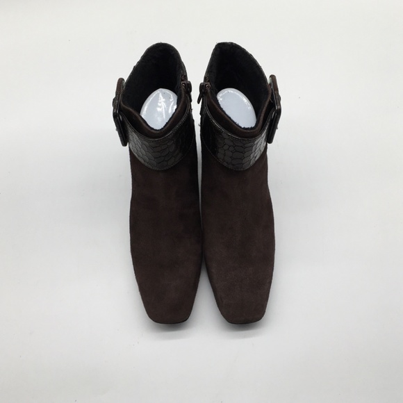 Ron White Linzi Mixed Leather Buckle Booties Chocolate EU 38.5 - Picture 4 of 11